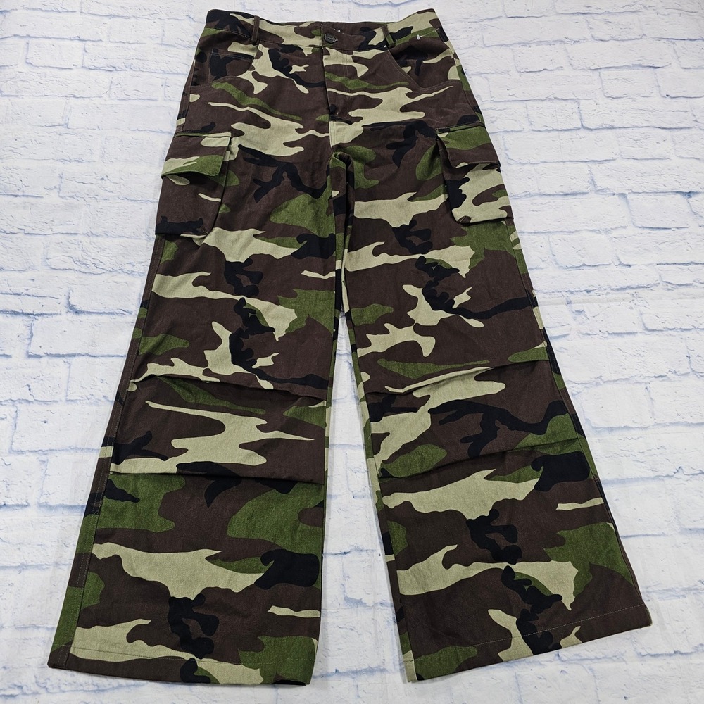 American Stitch Cargo Pants Mens 36x32 Camo Wide Leg Pleated Knee Streetwear